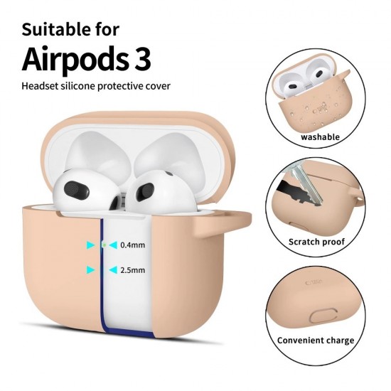 Tech-Protect Silicone Hook Case for Apple AirPods 3 - Beige