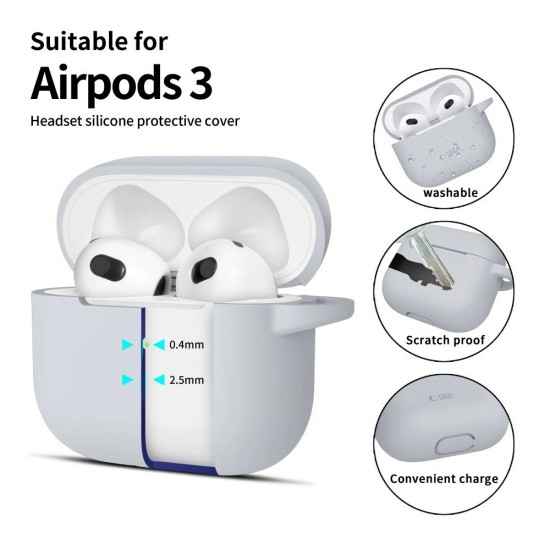 Tech-Protect Silicone Hook Case for Apple AirPods 3 - Gray