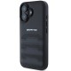 AMG Leather Debossed Lines Black Logo iPhone 16 Case - Black