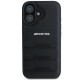 AMG Leather Debossed Lines Black Logo iPhone 16 Case - Black