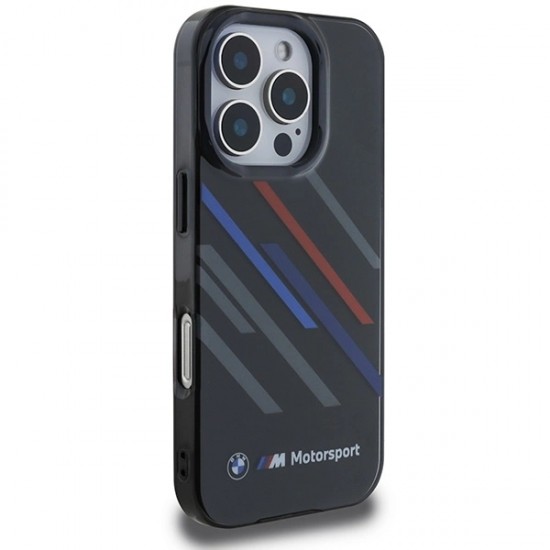 BMW Motosport IML Random Stripes iPhone 16 Pro Case - Black