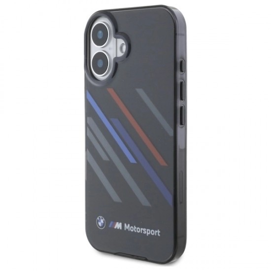 BMW Motosport IML Random Stripes iPhone 16 Plus Case - Black