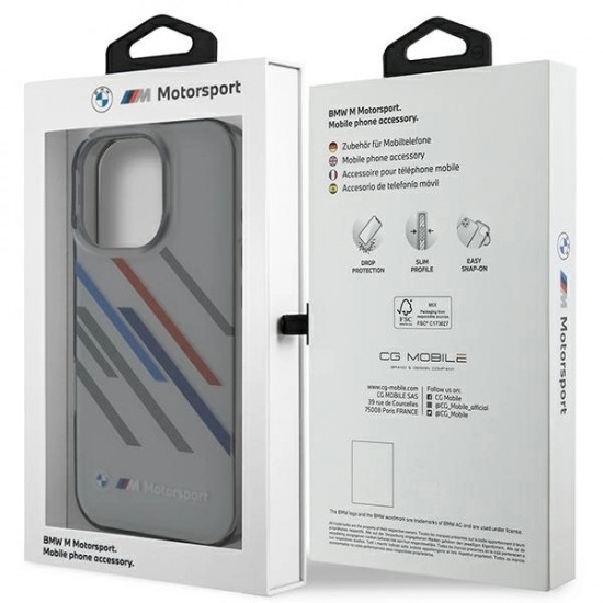 BMW Motosport IML Random Stripes iPhone 16 Pro Max Case - Gray