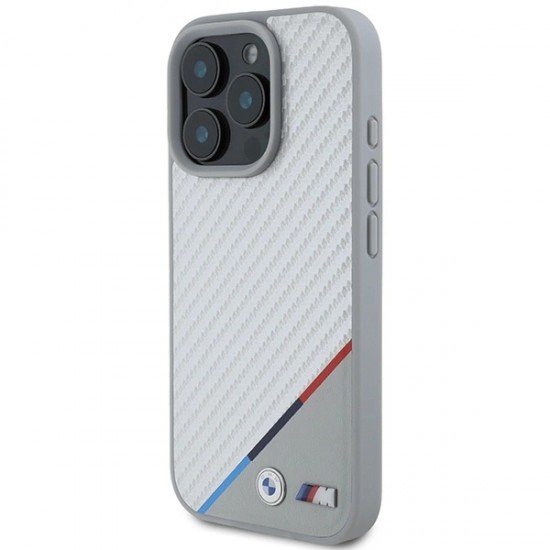 BMW M Carbon Tricolor Line MagSafe Case for iPhone 16 Pro - Gray