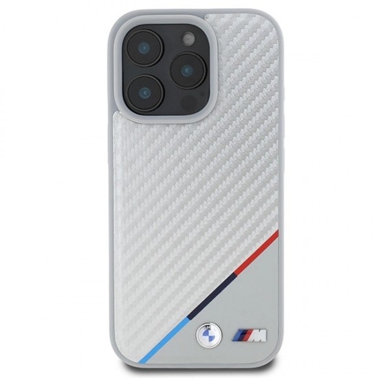 BMW M Carbon Tricolor Line MagSafe Case for iPhone 16 Pro - Gray