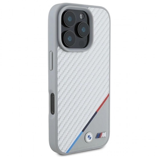 BMW M Carbon Tricolor Line MagSafe Case for iPhone 16 Pro - Gray