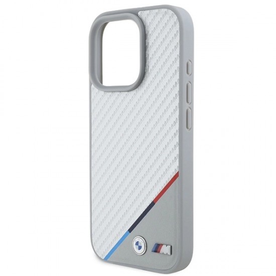 BMW M Carbon Tricolor Line MagSafe Case for iPhone 16 Pro - Gray