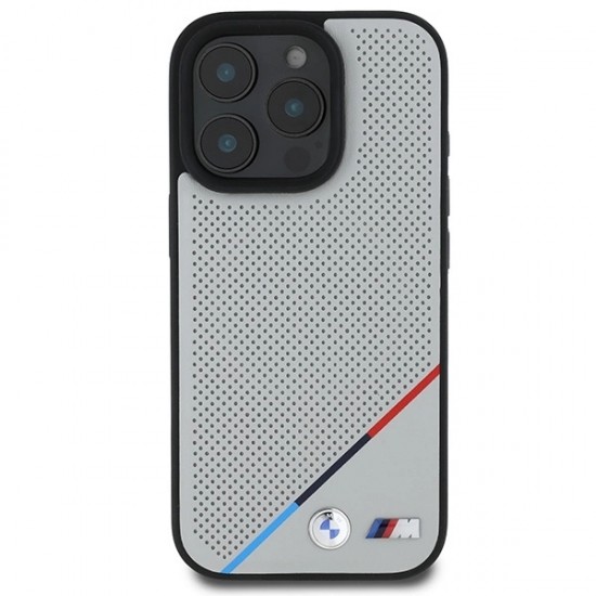 BMW M Perforated Tricolor Line MagSafe Case for iPhone 16 Pro - Gray