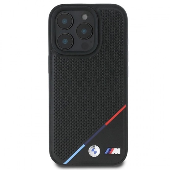 BMW M Perforated Tricolor Line MagSafe Case for iPhone 16 Pro - Black