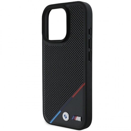 BMW M Perforated Tricolor Line MagSafe Case for iPhone 16 Pro - Black