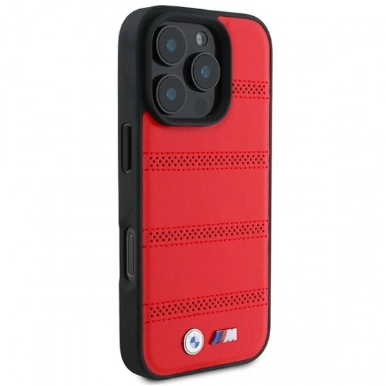 BMW M Perforated And Stitched Line MagSafe case for iPhone 16 Pro - red