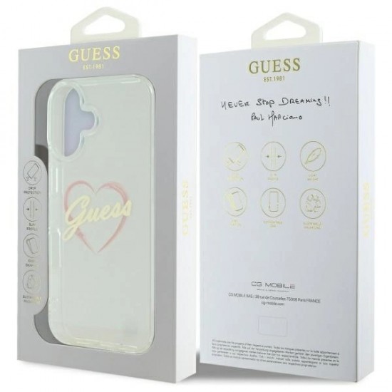 Guess IML Heart Case for iPhone 16 plus - Transparent