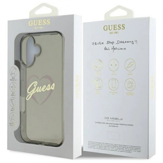Guess IML Heart iPhone 16 Case - Black