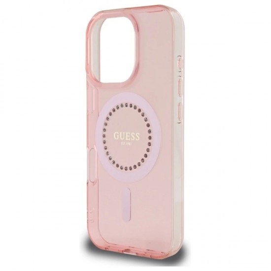 Guess IML Rhinestones MagSafe iPhone 16 Pro Case - Pink