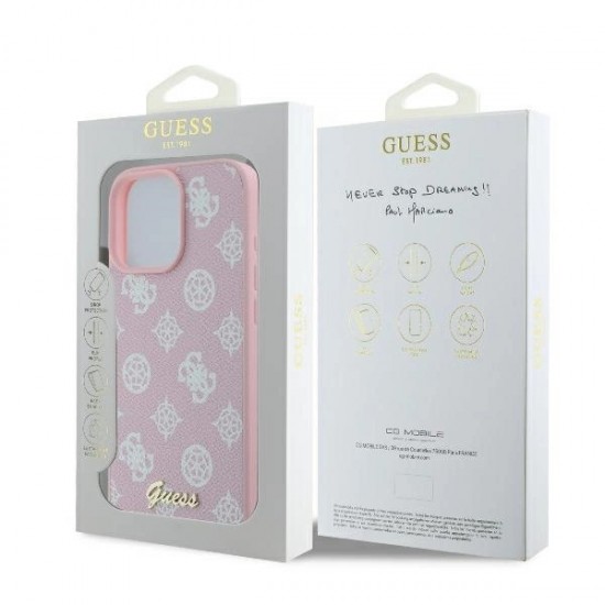 Guess Peony Script Logo MagSafe iPhone 16 Pro Case - Pink