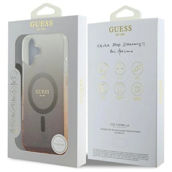 Guess IML Glitter Gradient MagSafe Case for iPhone 16 Plus - Brown