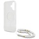 Guess IML Glitter With Pearl Strap MagSafe iPhone 16 Case - Clear