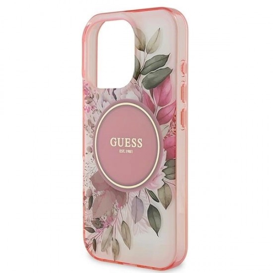 Guess IML Flower & Tonal Circle MagSafe iPhone 16 Pro Max Case - Pink