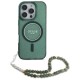Guess IML Glitter With Pearl Strap MagSafe case for iPhone 16 Pro Max - green