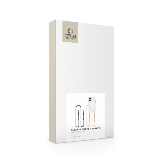 Tech-Protect FlexAir Chain MagSafe iPhone 16 Case - Clear + 2 Lanyards (Black & Taupe)