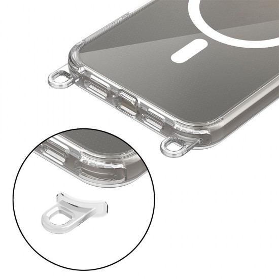 Tech-Protect FlexAir Chain MagSafe Case for iPhone 16 Pro Max - Clear + 2 Lanyards (Black and Taupe)