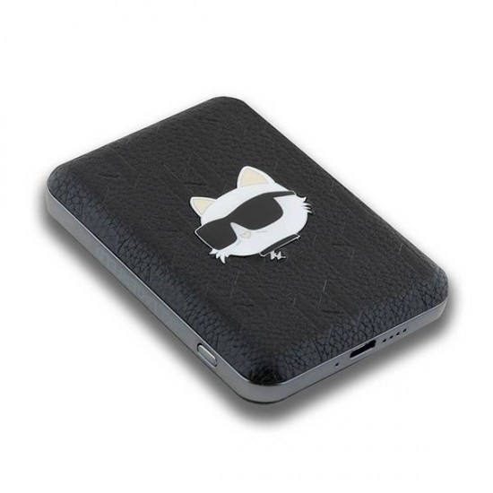 Karl Lagerfeld Powerbank inductive KLPB5FPGKSCHHK 16W 5000mAh black/black Choupette Head Pin MagSafe