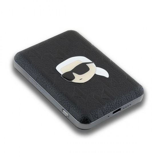 Karl Lagerfeld Powerbank inductive KLPB5FPGKSKIHK 16W 5000mAh black/black Karl Head Pin MagSafe