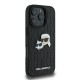 Karl Lagerfeld Monogram Karl & Choupette Head Pin iPhone 16 Pro Case - Black