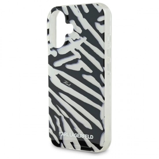 Karl Lagerfeld IML Zebra Pattern & Cord iPhone 16 Case - Black