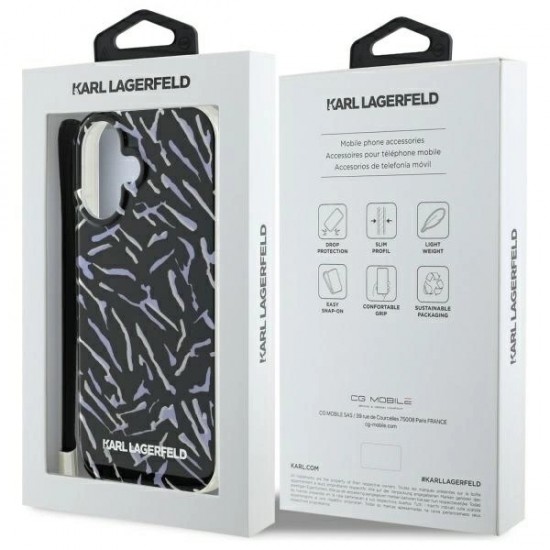 Karl Lagerfeld Zebra With Cord iPhone 16 Case - Purple