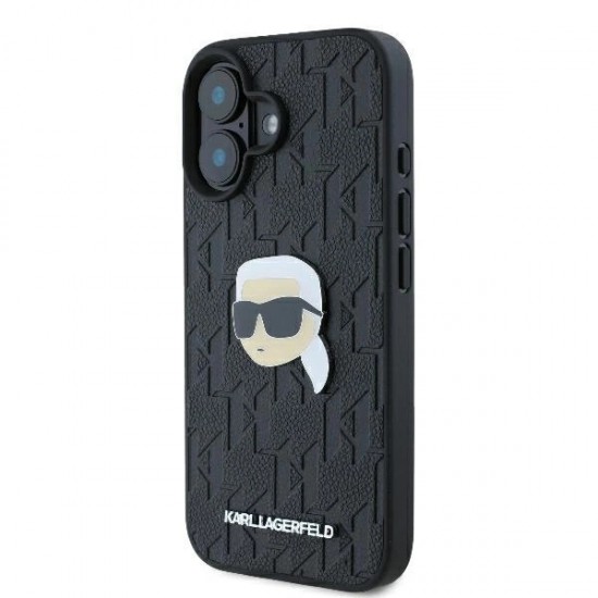Karl Lagerfeld Monogram Karl Head Pin iPhone 16 Case - Black