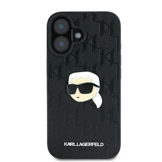 Karl Lagerfeld Monogram Karl Head Pin iPhone 16 Case - Black