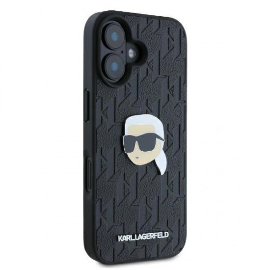 Karl Lagerfeld Monogram Karl Head Pin iPhone 16 Case - Black