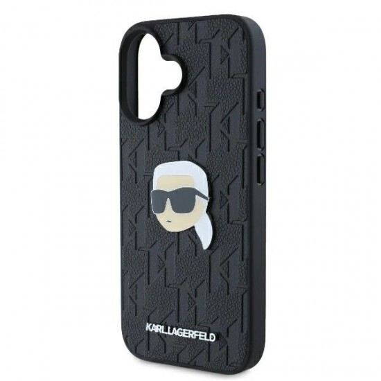 Karl Lagerfeld Monogram Karl Head Pin iPhone 16 Case - Black