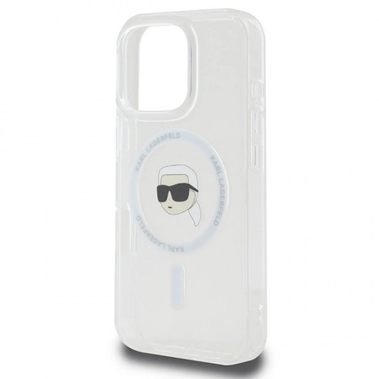 Karl Lagerfeld IML Metal Karl Head MagSafe Case for iPhone 16 Pro - White