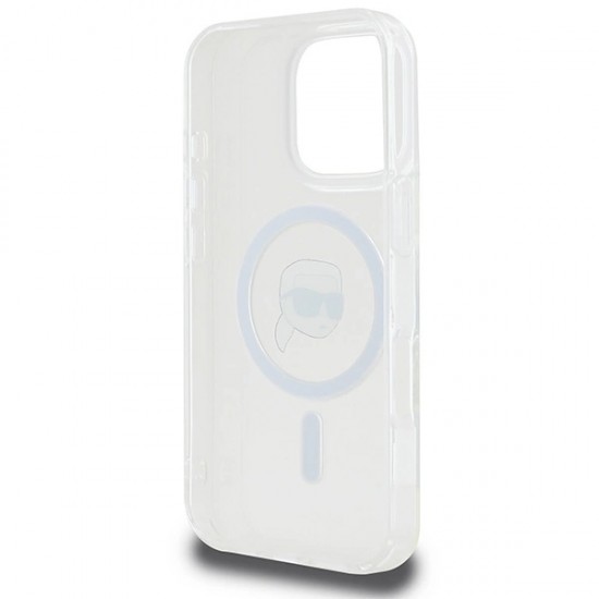 Karl Lagerfeld IML Metal Karl Head MagSafe Case for iPhone 16 Pro - White