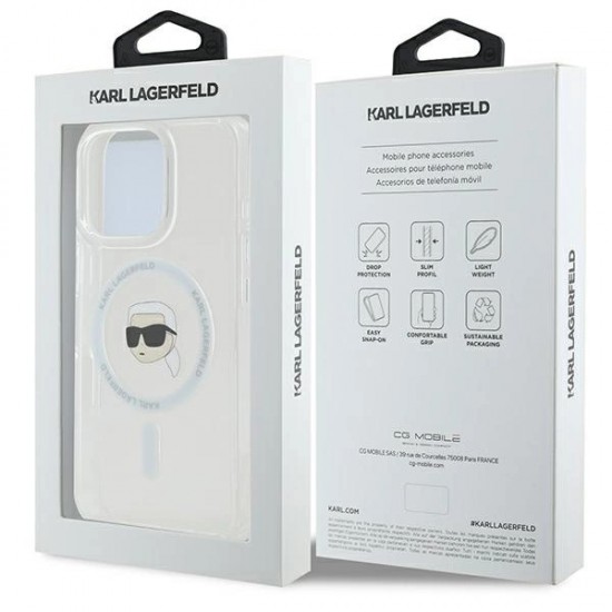 Karl Lagerfeld IML Metal Karl Head MagSafe Case for iPhone 16 Pro - White