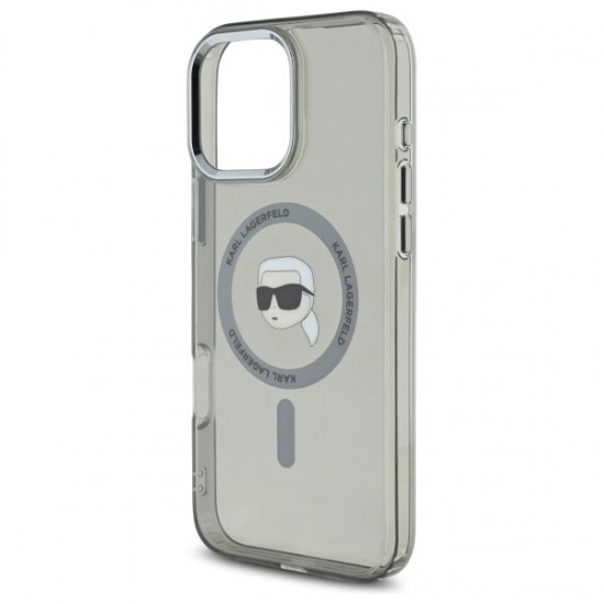 Karl Lagerfeld IML Metal Karl Head MagSafe iPhone 16 Pro Case - Black