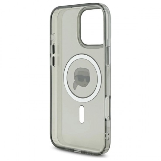 Karl Lagerfeld IML Metal Karl Head MagSafe iPhone 16 Pro Case - Black