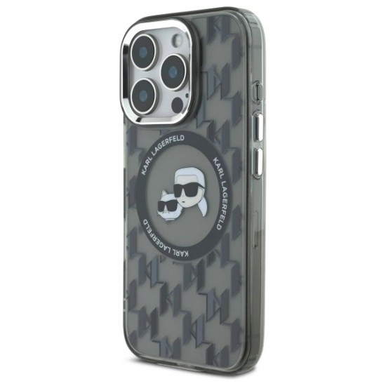 Karl Lagerfeld IML Monogram Karl & Choupette Head MagSafe iPhone 16 Pro Case - Black