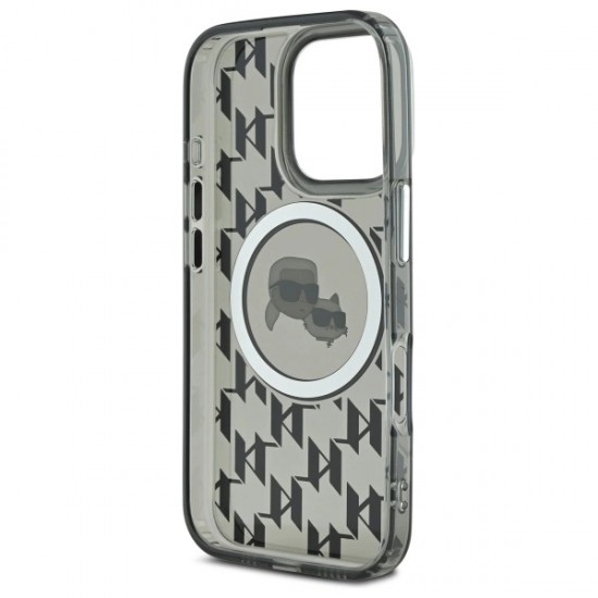 Karl Lagerfeld IML Monogram Karl & Choupette Head MagSafe iPhone 16 Pro Case - Black