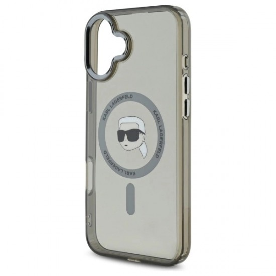 Karl Lagerfeld IML Metal Karl Head MagSafe iPhone 16 Plus Case - Black