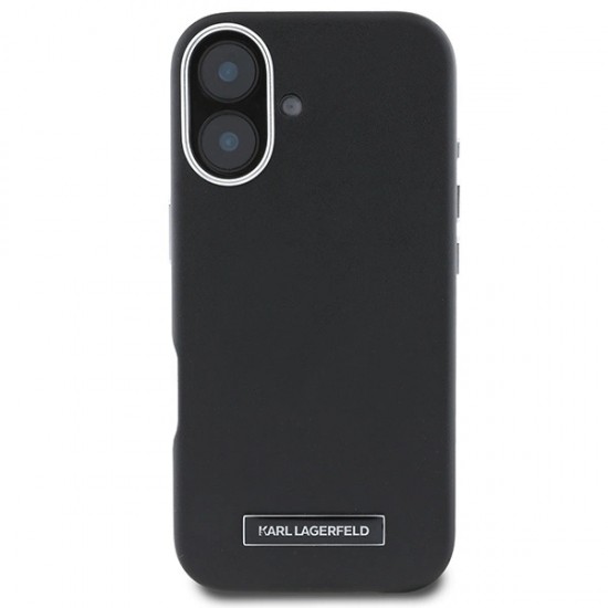 Karl Lagerfeld FW Metal Plate MagSafe iPhone 16 Plus Case - Black