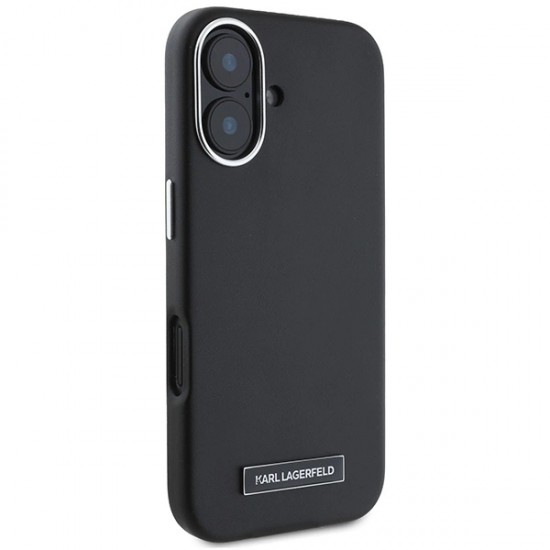 Karl Lagerfeld FW Metal Plate MagSafe iPhone 16 Plus Case - Black
