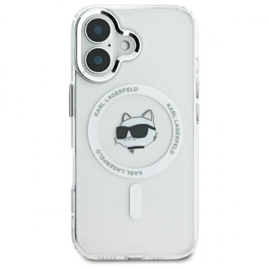 Karl Lagerfeld IML Metal Choupette Head MagSafe iPhone 16 Case - White