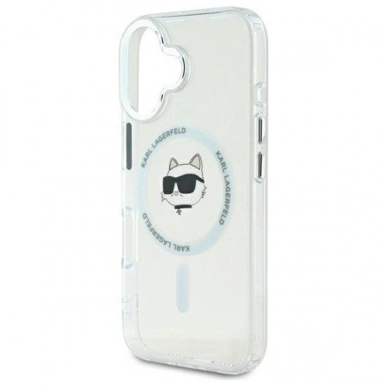 Karl Lagerfeld IML Metal Choupette Head MagSafe iPhone 16 Case - White