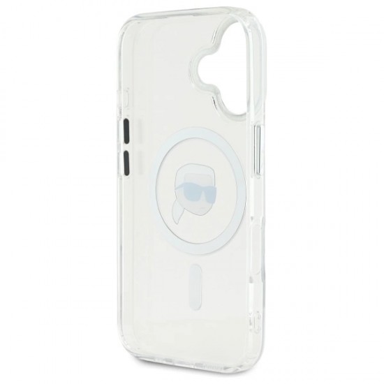 Karl Lagerfeld IML Metal Karl Head MagSafe iPhone 16 Case - White