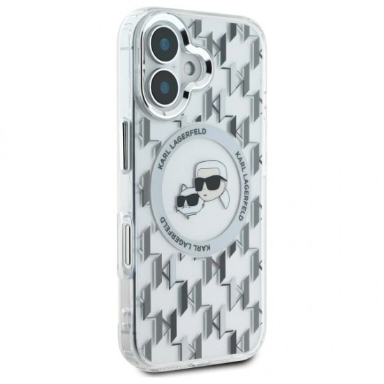 Karl Lagerfeld IML Monogram Karl & Choupette Head MagSafe iPhone 16 Case - Clear