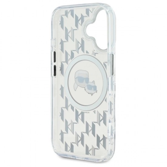 Karl Lagerfeld IML Monogram Karl & Choupette Head MagSafe iPhone 16 Case - Clear