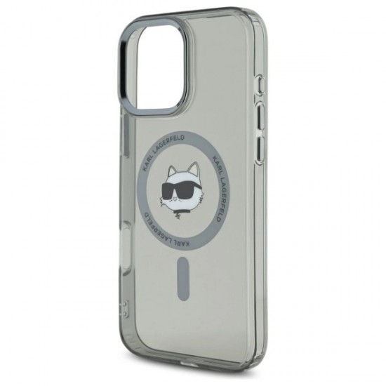 Karl Lagerfeld IML Metal Choupette Head MagSafe Case for iPhone 16 Pro Max - Black